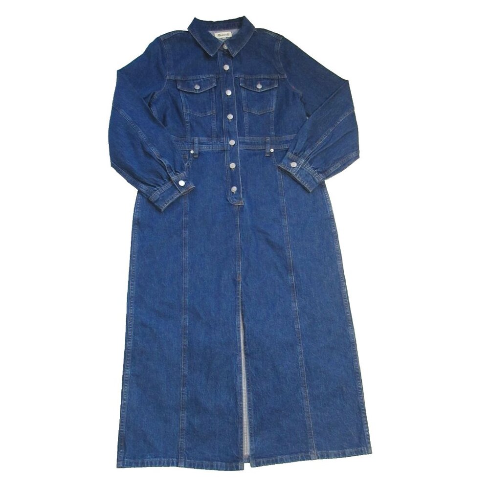 NWT Madewell Denim Midi Shirtdress in Glissan Wash Heavyweight Jean Dress 14 - Picture 6 of 9